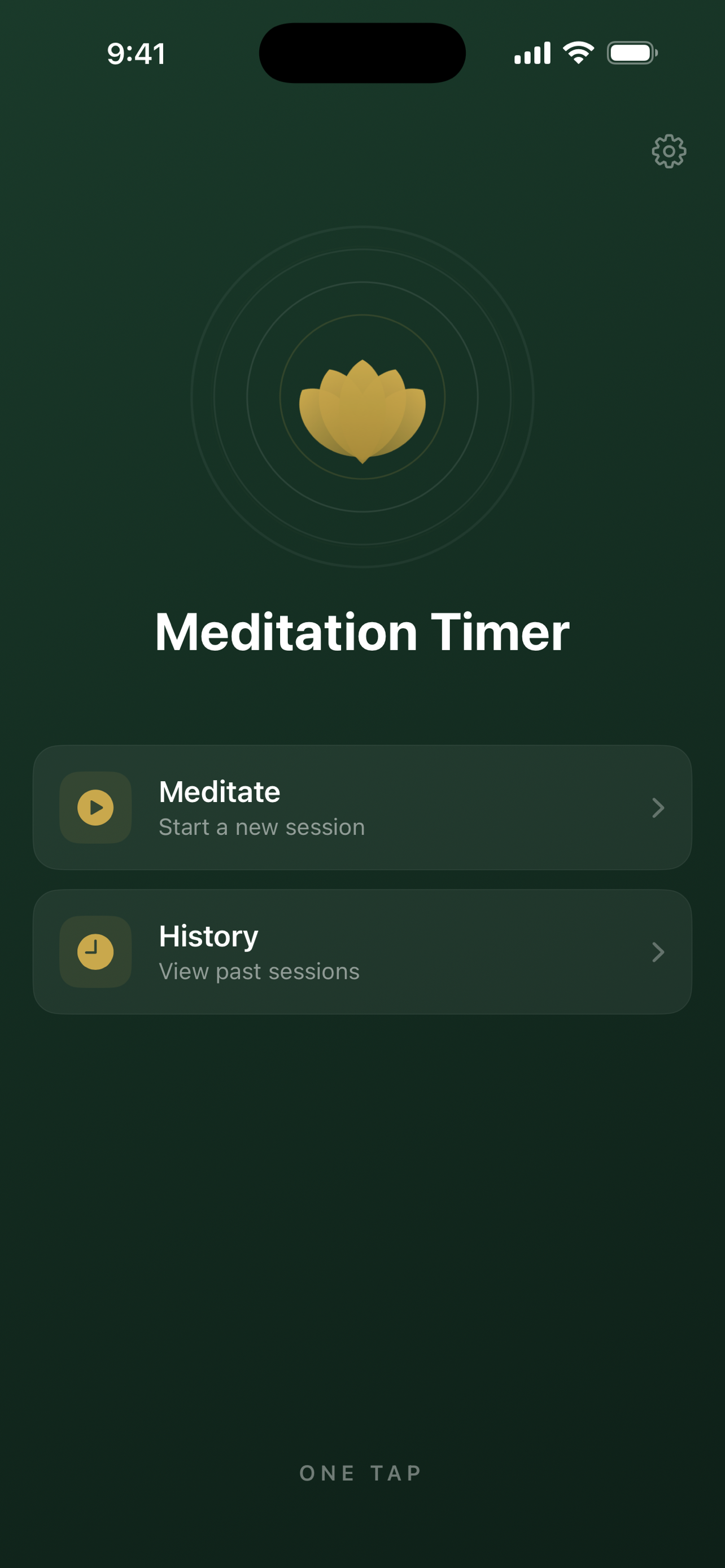 One Tap Meditation Timer app screen